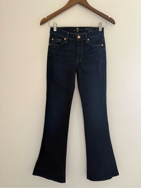 7 For All Mankind Slim Trouser Jeans Size 24 Dark Wash Low Rise Flare